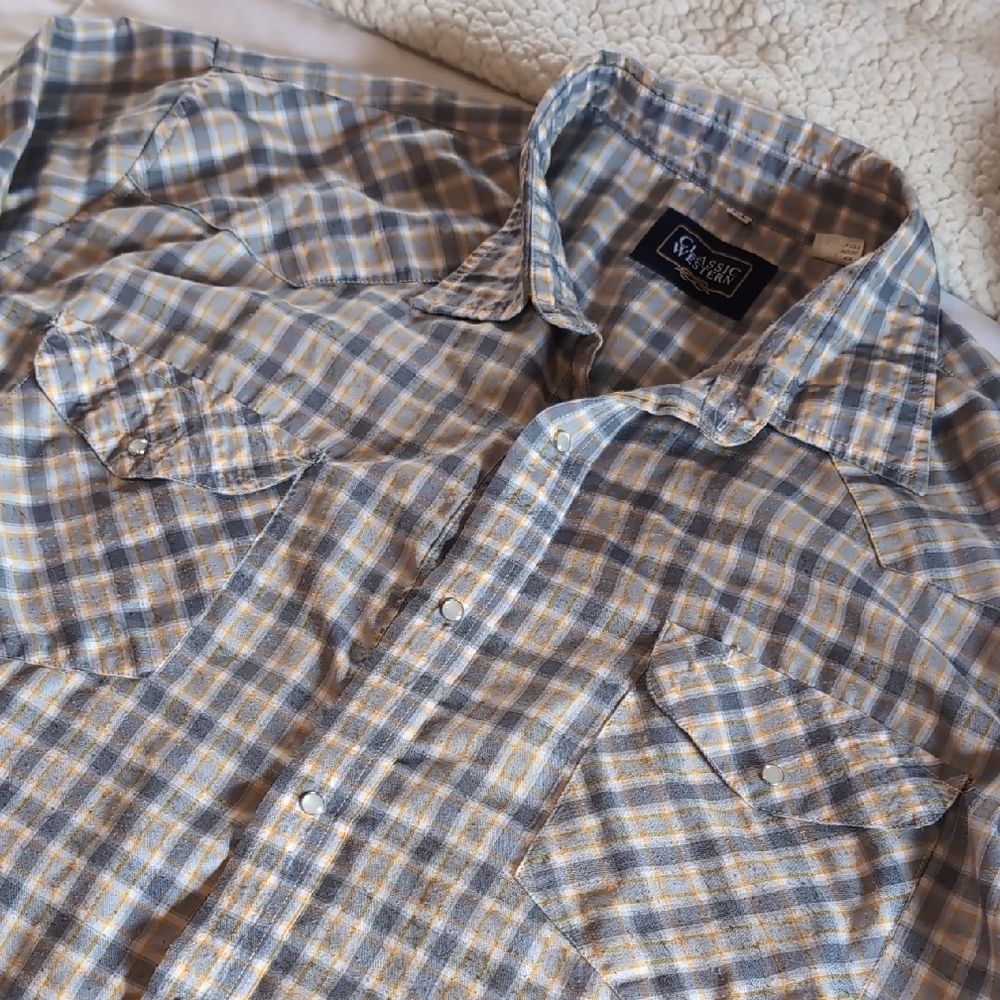 Classic Western Pearl Snap Button Up 3XL